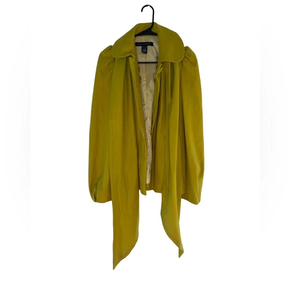 French Connection Cashmere Wool yellow jacket with scarf Size 6 - Picture 2 of 6